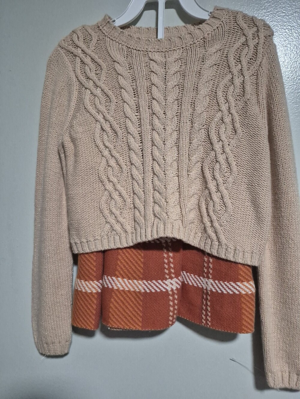 Girl's Cream Cable Knit Pullover Sweater